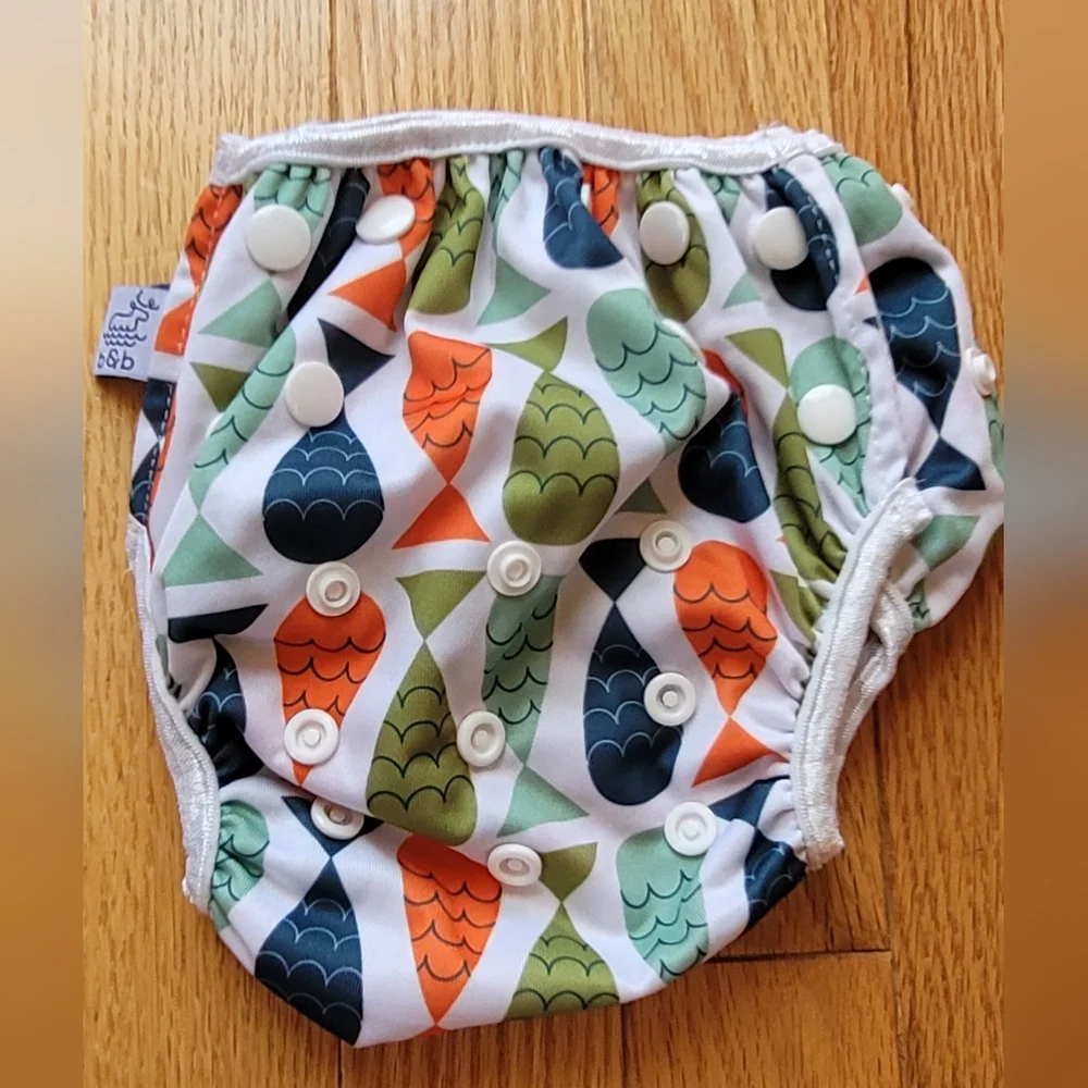 Reusable Adjustable Swim Diaper In Fun Fish Print, Size 6-36 Month